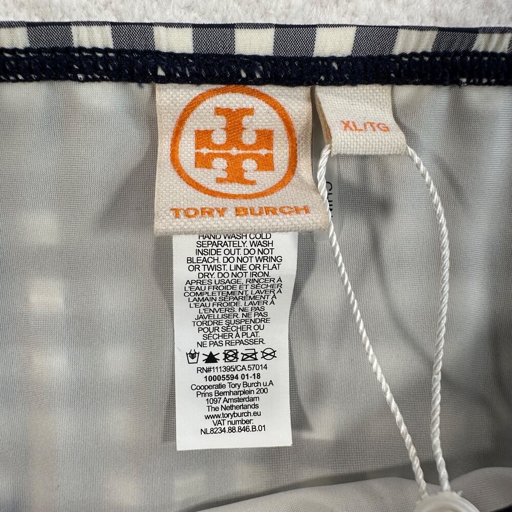 Tory Burch Gingham Hipster Bikini Bottom 48960 Women's X-Large Swim Navy/White - Picture 3 of 9